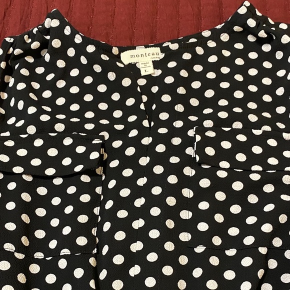 Monteau Black/White Polka Dot Dress Large - Picture 4 of 8